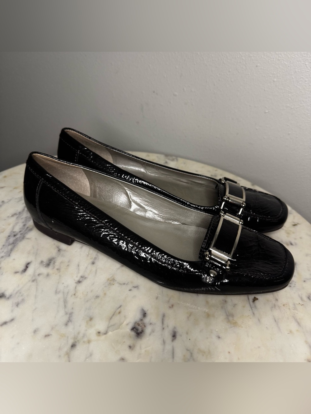 Talbots Loafers Size 7.5 black patent Leather shoes MAKE ME AN OFFER